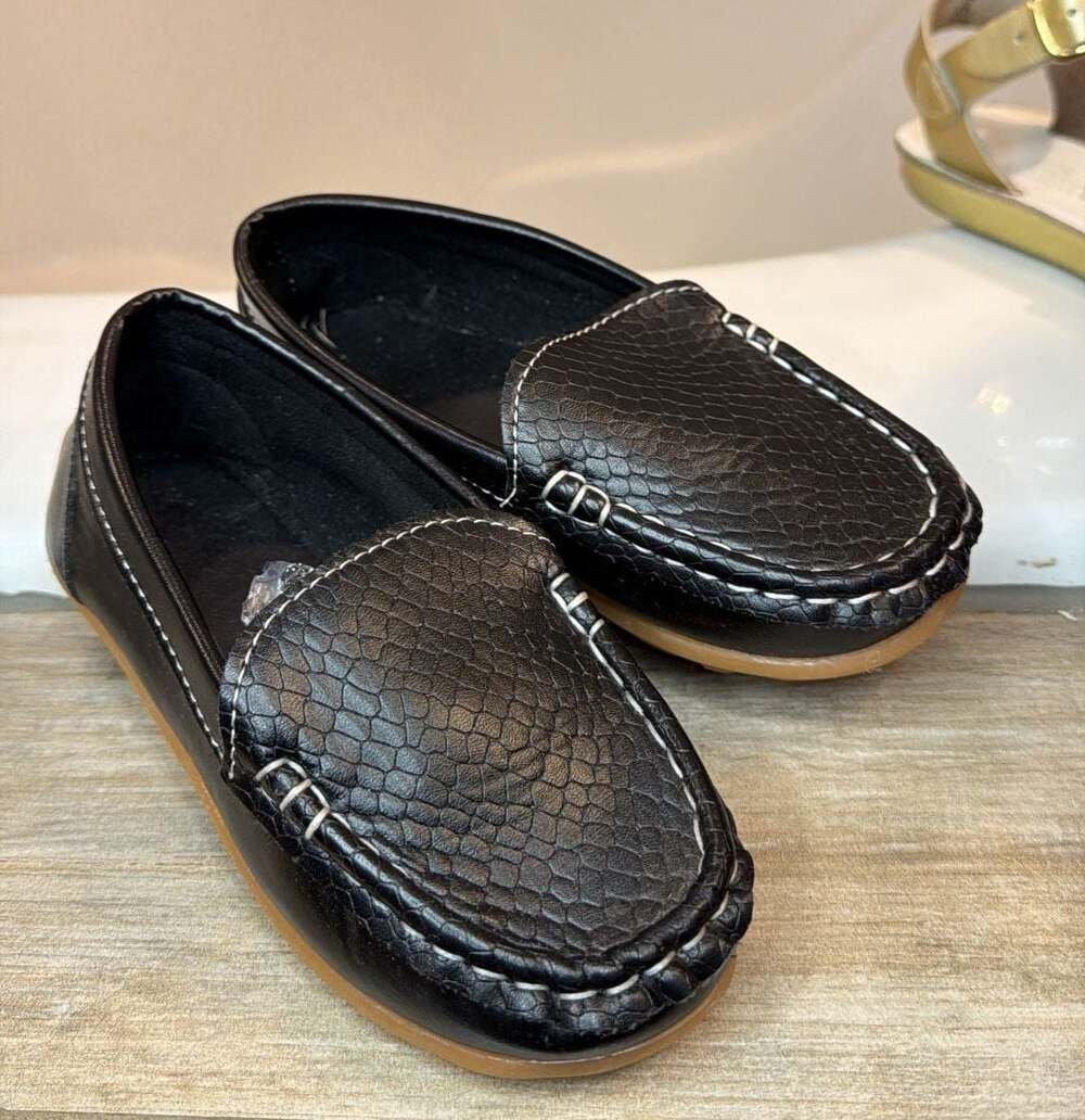Boys black slip on style shoes